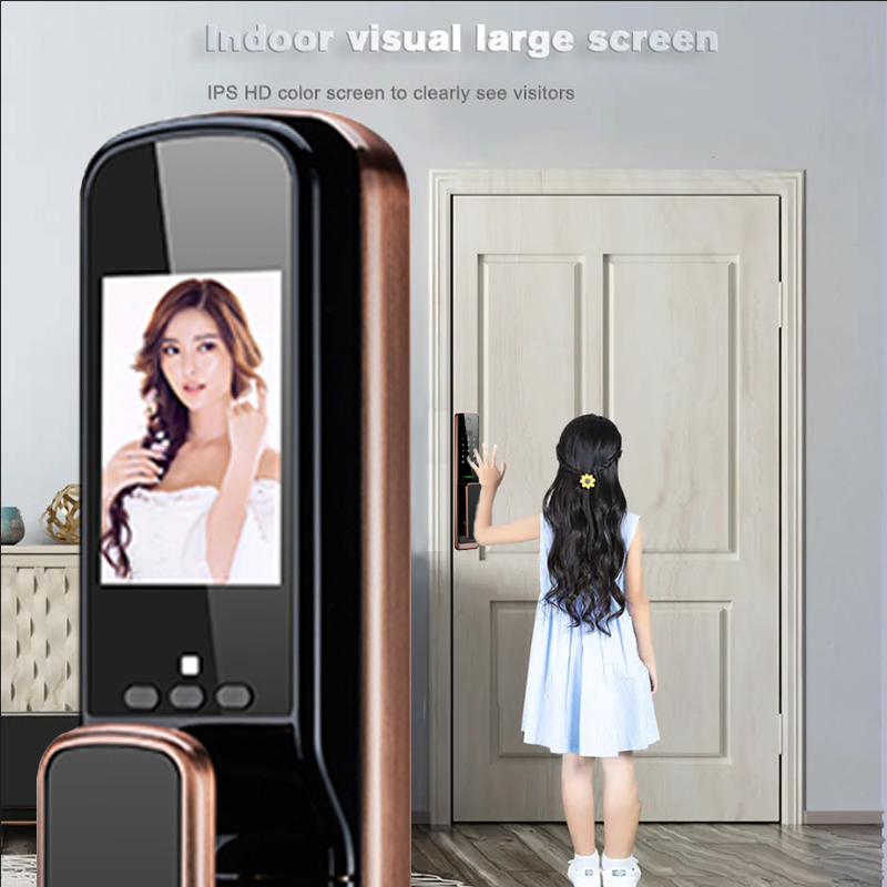 Home Inteligente Automatic Video Call Wireless Digital Fingerprint Deadbolt Smart Door Lock With Camera And Bell