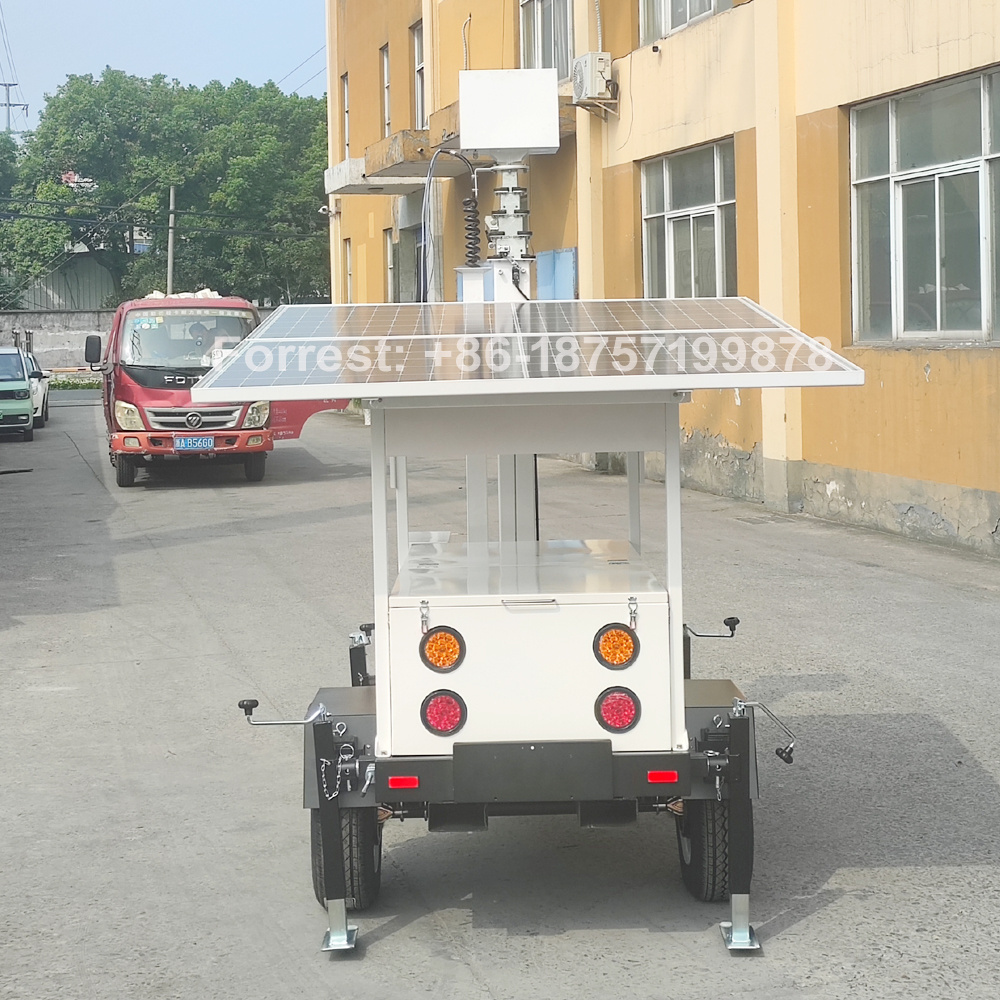 Factory Customized 10m Electric Mast Portable CCTV Solar Panel Mobile Surveillance Trailer for Security Monitoring