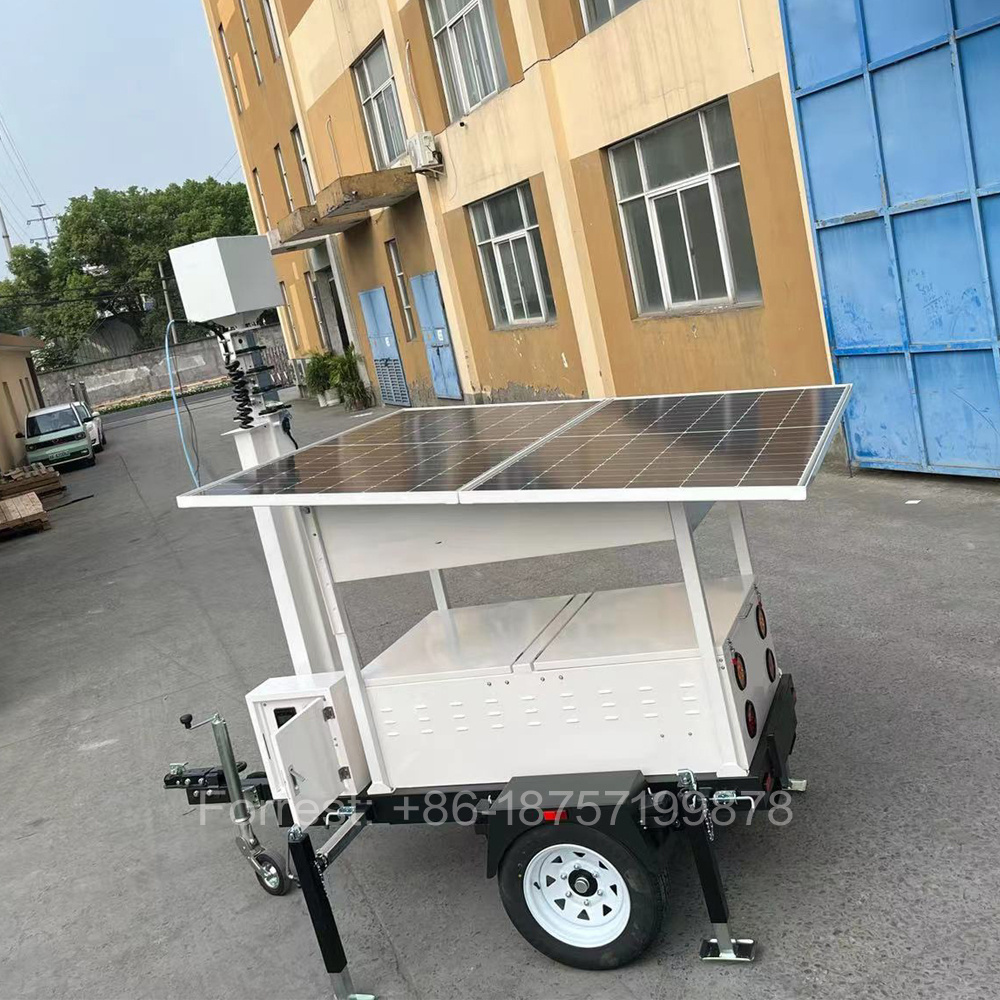 Factory Customized 10m Electric Mast Portable CCTV Solar Panel Mobile Surveillance Trailer for Security Monitoring