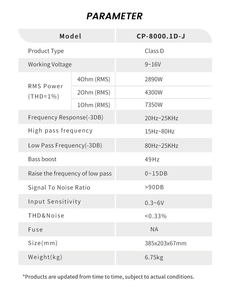 Suoer CP-8000 Super High Power Car Amplifier Class D 24000W Monoblock Big Power Car Audio Amplifier for Car