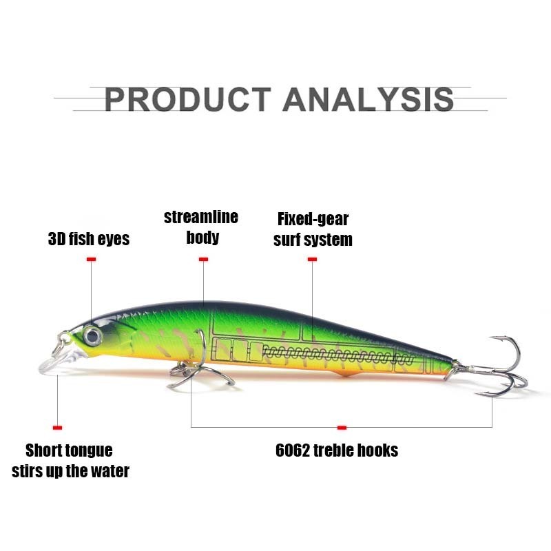 FISHGANG minnow 7cm/9cm/10.5cm fishing suspending artificial bait slow sinking fixed gear jerkbait for freshwater bass perch