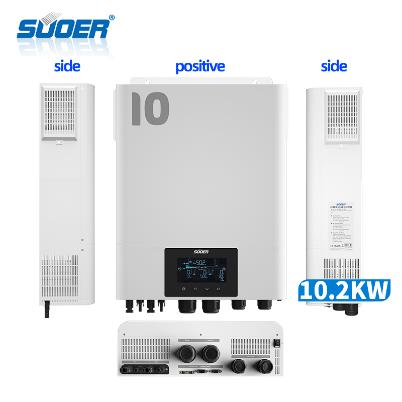 Smart 10kw 11kw 180A max pv charging 230VAC 60Hz Output Frequency hybrid solar inverter with MPPT solar charger controller