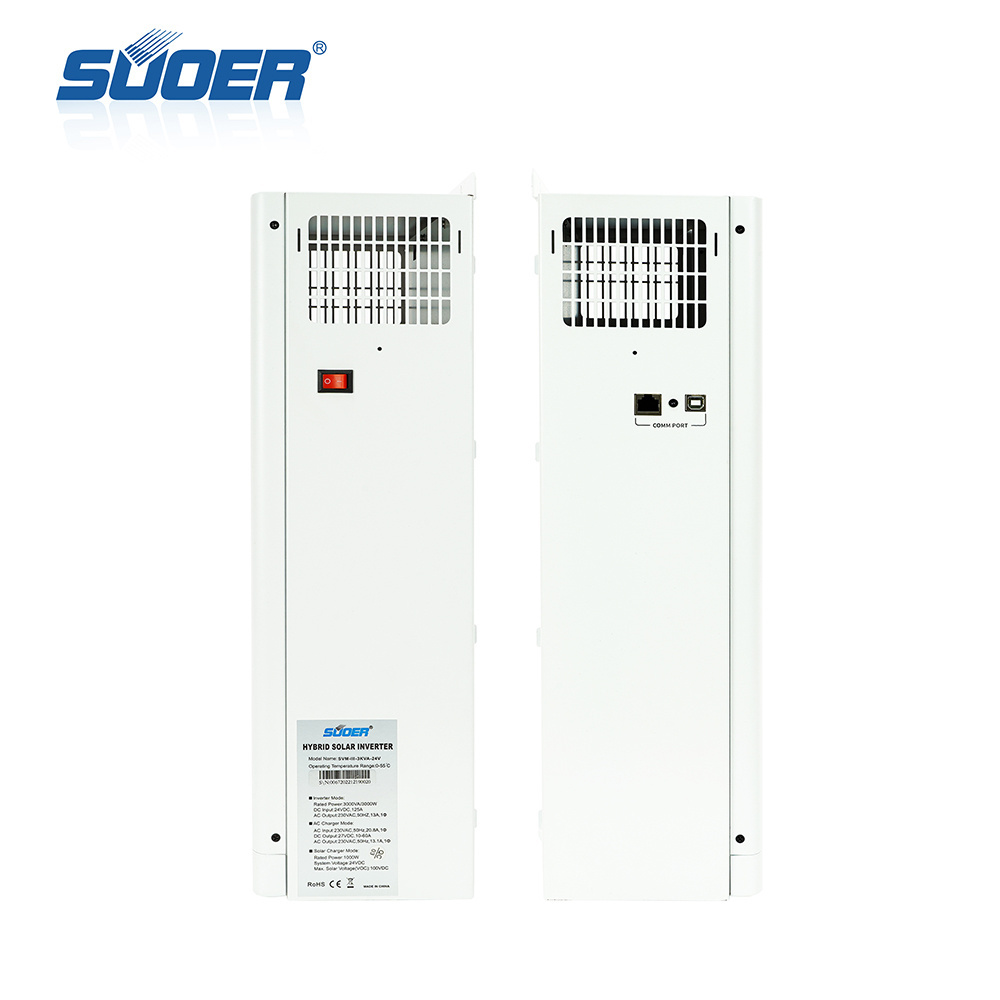 Suoer New 3kw 24v 230v off grid inverter pure sine wave Hybrid Solar Inverter with MPPT solar charger