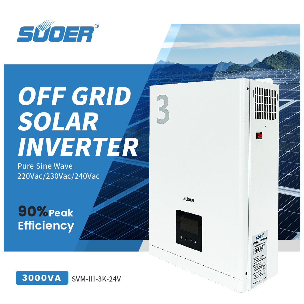 Suoer New 3kw 24v 230v off grid inverter pure sine wave Hybrid Solar Inverter with MPPT solar charger