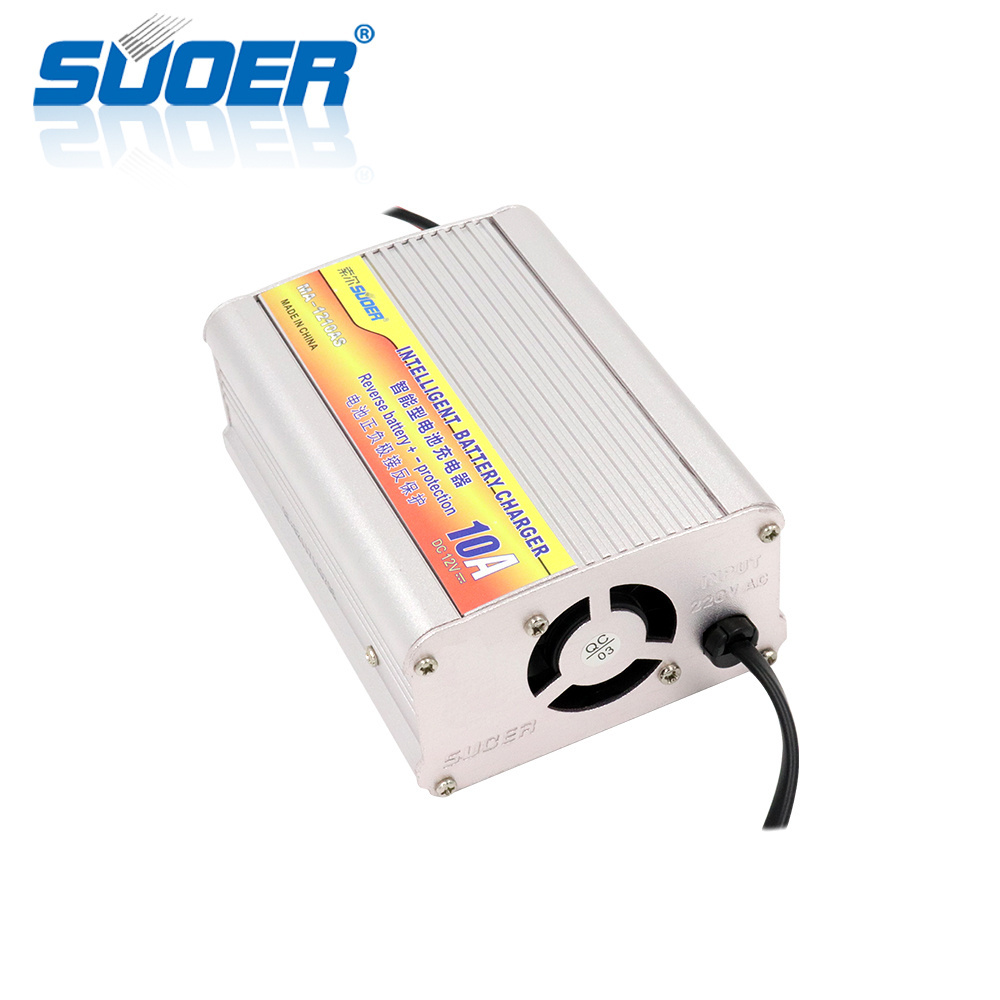 Suoer Portable 12V 220V/240V 10A AGM Solar Battery Charger