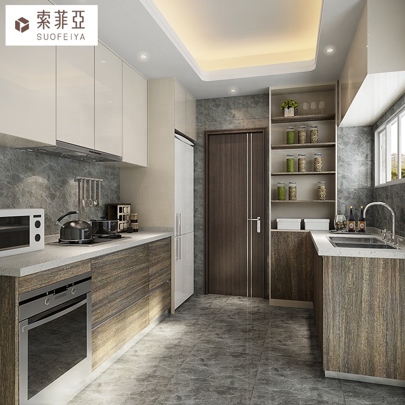 SUOFEIYA Apartment Project Home HPL Laminate Fitted Kitchen Cabinets Design