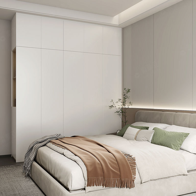 Modern Home Furniture White Armoire 4 Doors Wardrobes Wooden Closets Customized Walk in Wardrobe