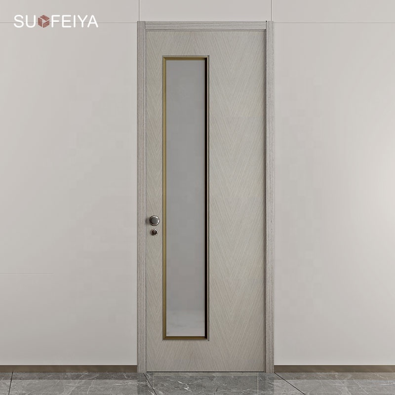 Suofeiya Modern Grey Wood Grain Wooden Interior Swinging House Door Designs in China