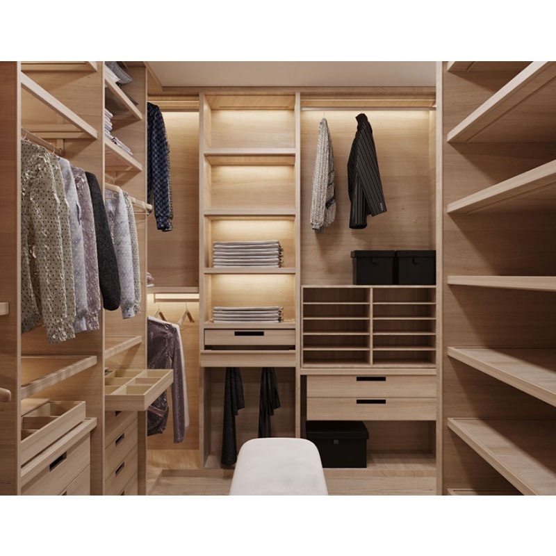 Customized Modern Bedroom Walkin Cabinet Wardrobe Closets Systems Furniture Design Wooden Walk in Closet