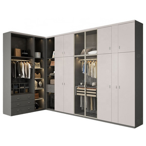 SUOFEIYA Customized Modern Bedroom Storage Organizer Clothes Walk in Closet Cabinet Dressing Room Wardrobe with Mirror