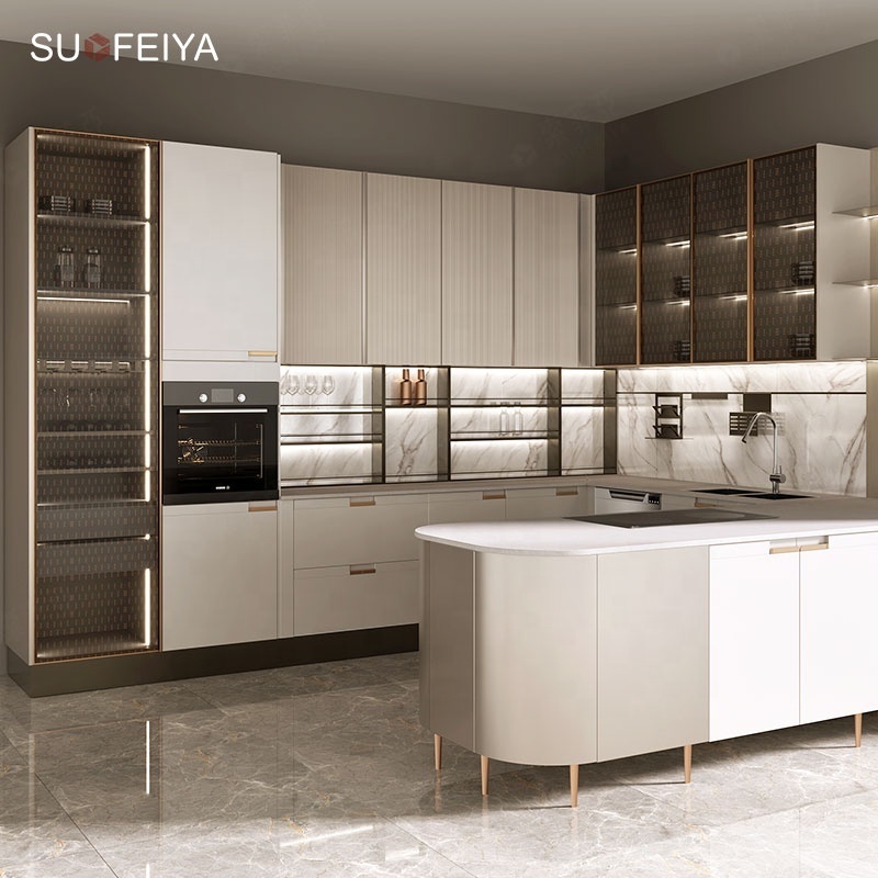 Complete Full Interior luxury Flat Pack Powder Coating Lacquer Smart Automatic Kitchen Cabinet Modern Design