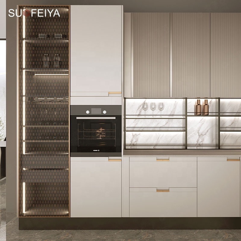 Complete Full Interior luxury Flat Pack Powder Coating Lacquer Smart Automatic Kitchen Cabinet Modern Design