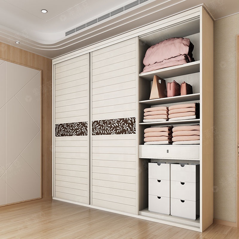 SUOFEIYA Modern Style Bedroom Furniture Wardrobe Portable Armoire Sliding Wood Wardrobe Closet With Doors