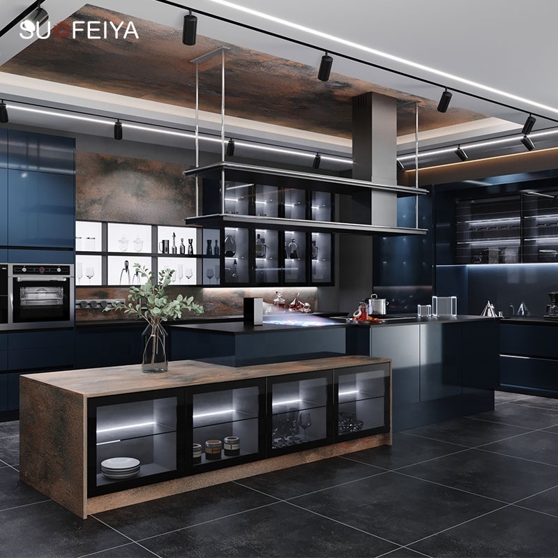 SUOFEIYA Modern Complete Smart Electronic Kitchen Cabinets Set High Gloss Lacquer Kitchen Cabinet Designs