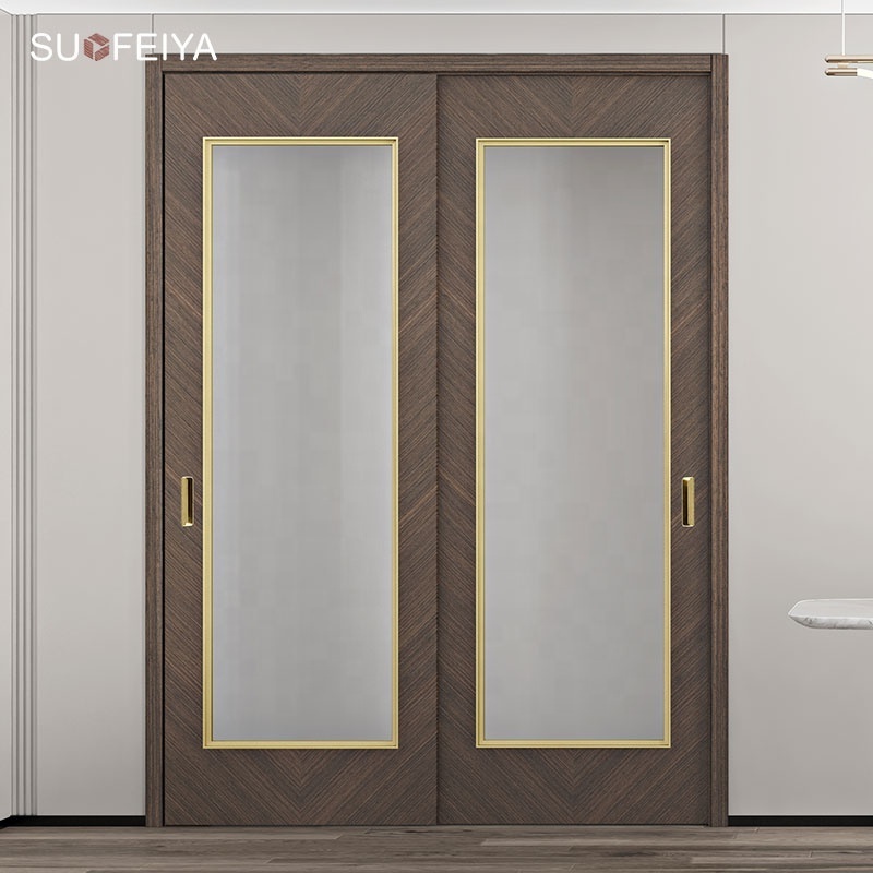 Suofeiya Home Designs Modern Solid Wood Veneer Door Interior Bedroom Security Doors for Houses