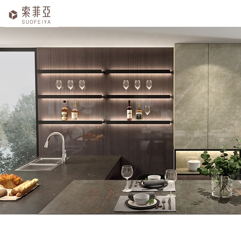 Luxurious Style Modular Kitchen Cupboards Organizer Design Kitchen Cabinet with LED Light