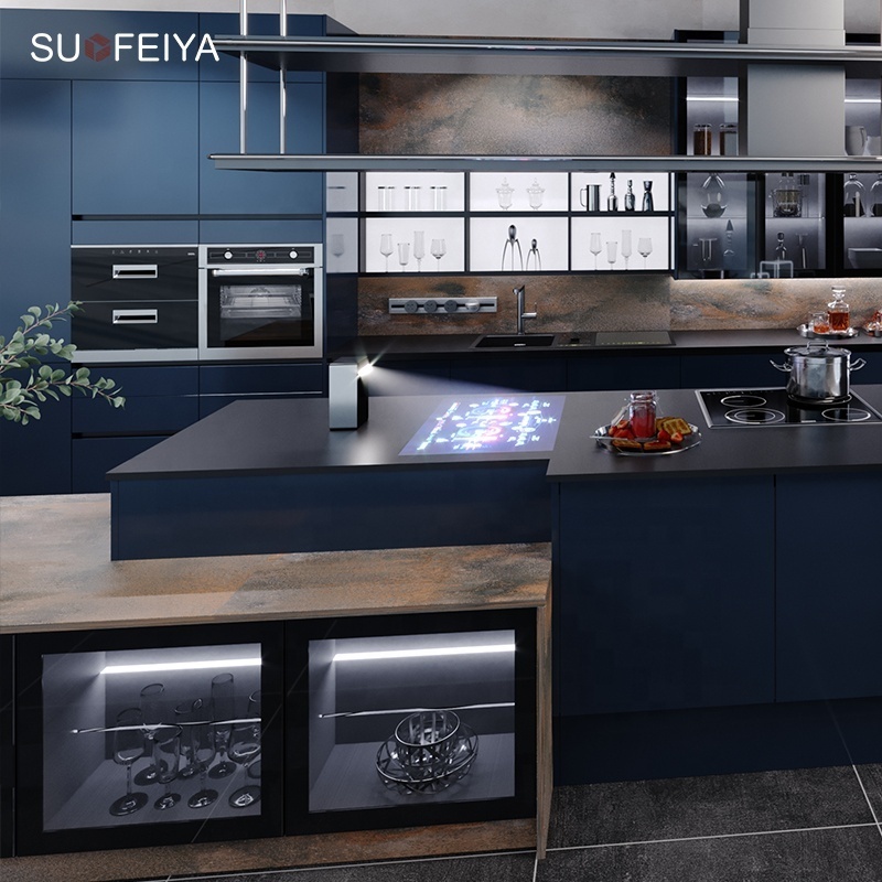 SUOFEIYA Modern Complete Smart Electronic Kitchen Cabinets Set High Gloss Lacquer Kitchen Cabinet Designs