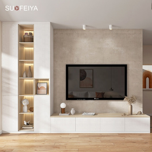 SUOFEIYA Simple Modern Design Flat TV Wall Units Wooden TV Cabinet Stand Set Designs