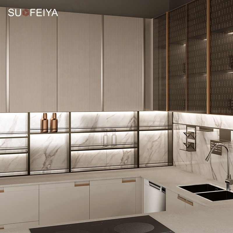 Complete Full Interior luxury Flat Pack Powder Coating Lacquer Smart Automatic Kitchen Cabinet Modern Design