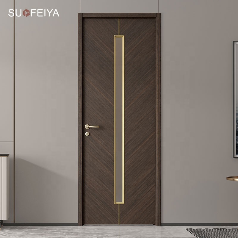 Suofeiya Home Designs Modern Solid Wood Veneer Door Interior Bedroom Security Doors for Houses