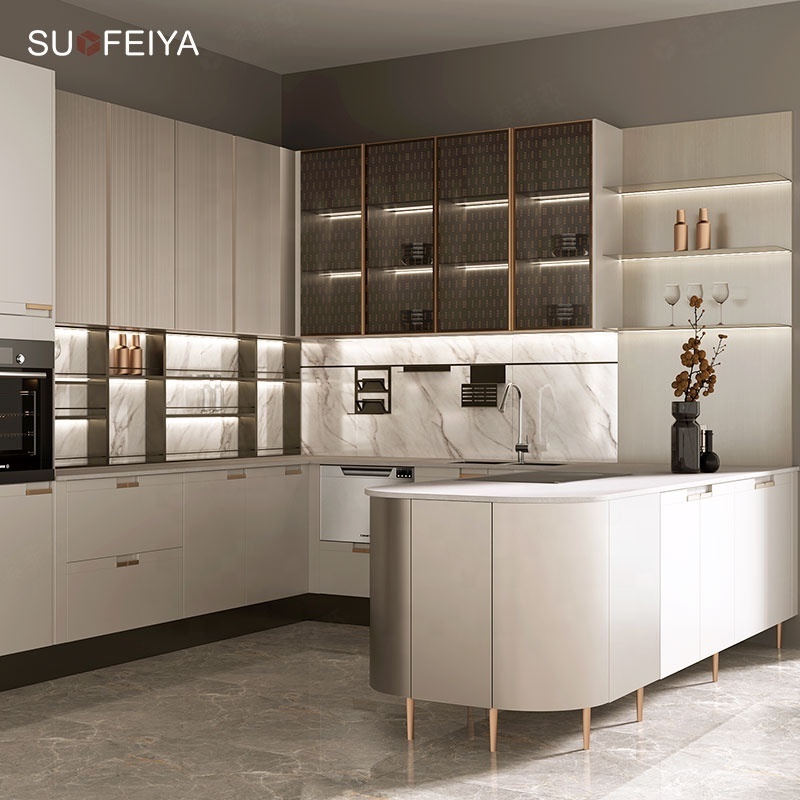 Complete Full Interior luxury Flat Pack Powder Coating Lacquer Smart Automatic Kitchen Cabinet Modern Design