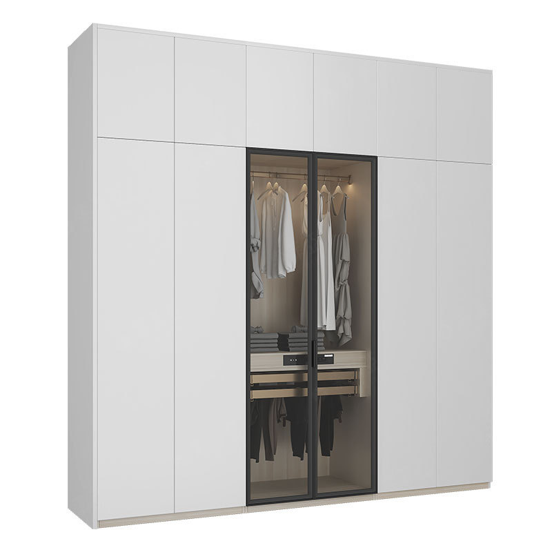 Modern Home Furniture White Armoire 4 Doors Wardrobes Wooden Closets Customized Walk in Wardrobe