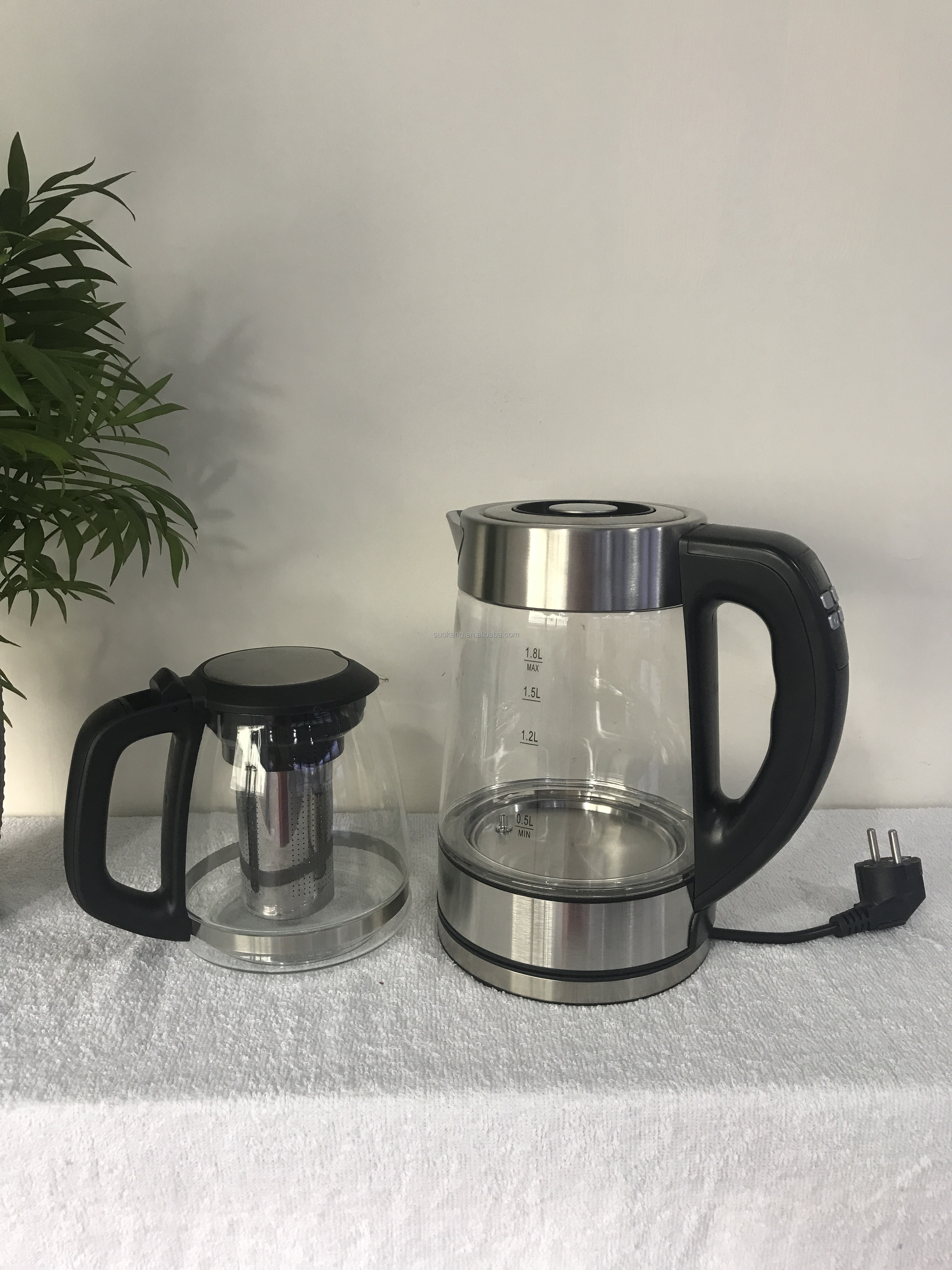 Hot Selling Factory Digital Keep Warm Function Adjustable Temperature Glass Electric Kettle With Glass Pot Tea Maker