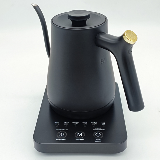 0.8L Elegant shape royal black water kettle  warm temperature control slender neck pour over tea/coffee kettles electric