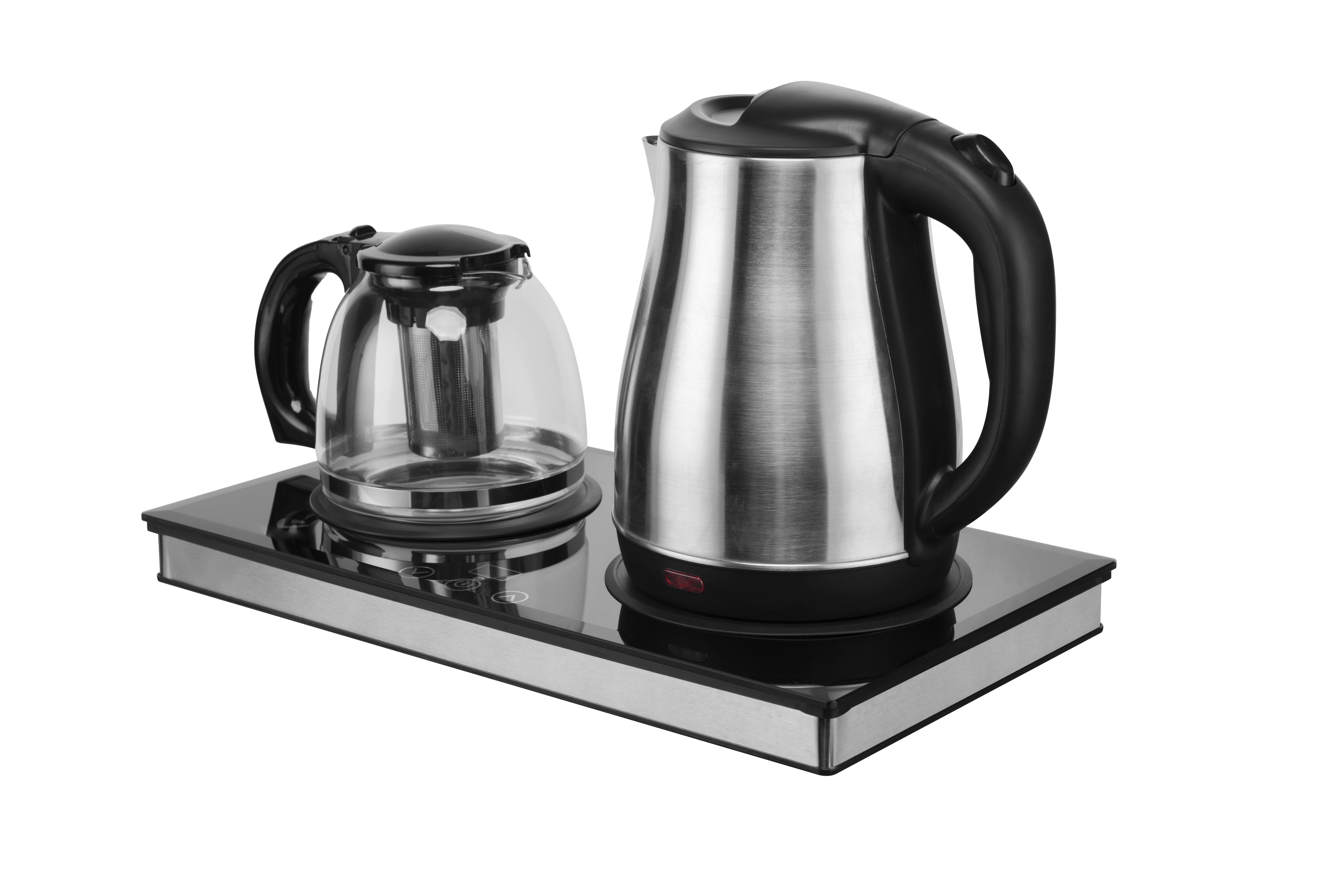 Home Appliances 1.8 L Stainless Steel  Water Kettle Electric With Cordless 0.8 L Glass Teapot Best Electric Kettle Tray Set