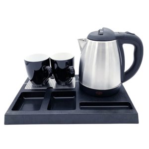 hotel room teapot alocs camping sliver black 1.2l electric kettle tray set