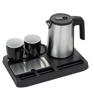 Steel kettle double layer electric kettle tray and ceramic cup sets hotel kettle tray set