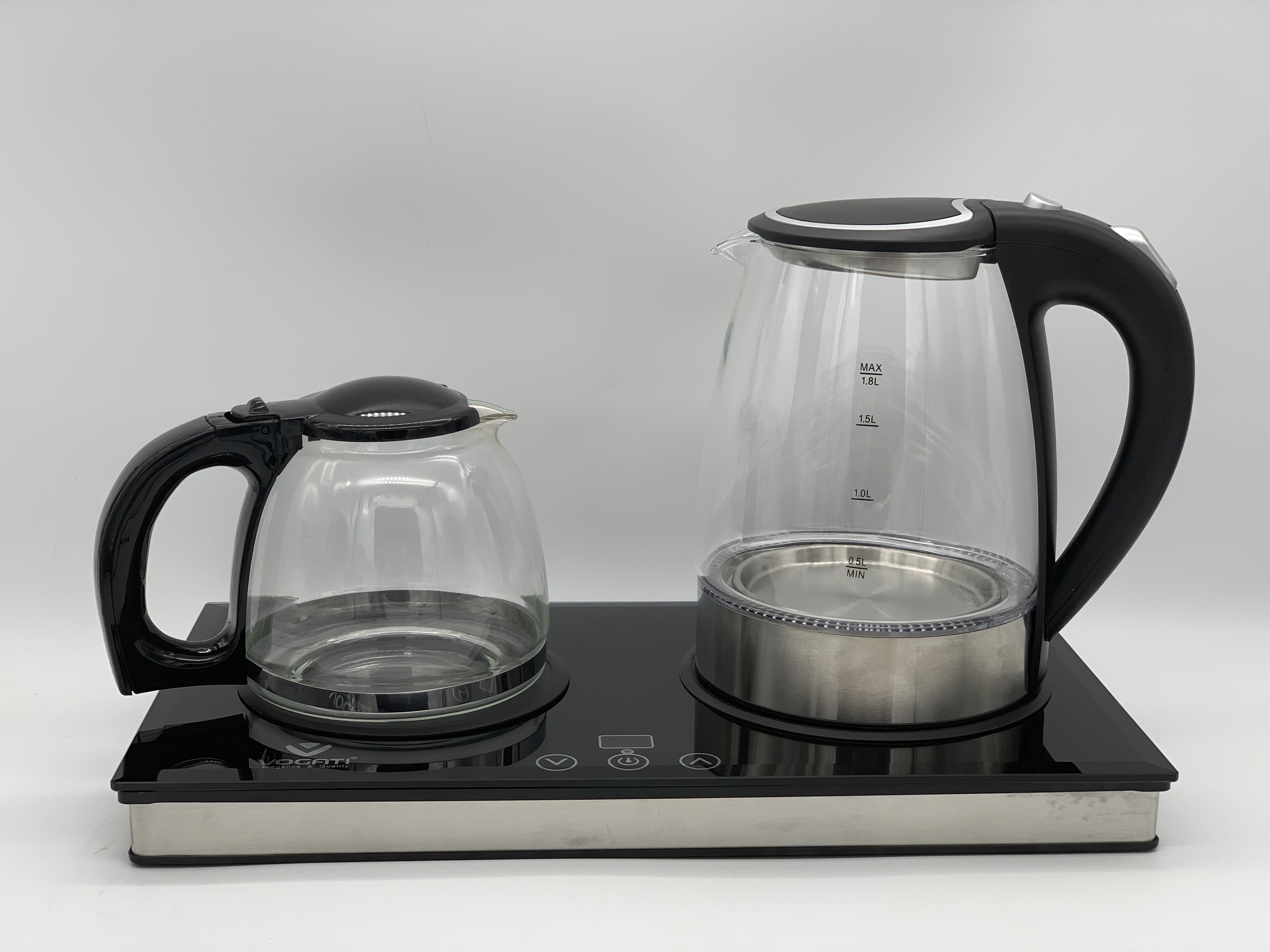 Tea pot warmer Electric kettle and teapot and Glass tray base with digital set  turkish tea pot kettle set