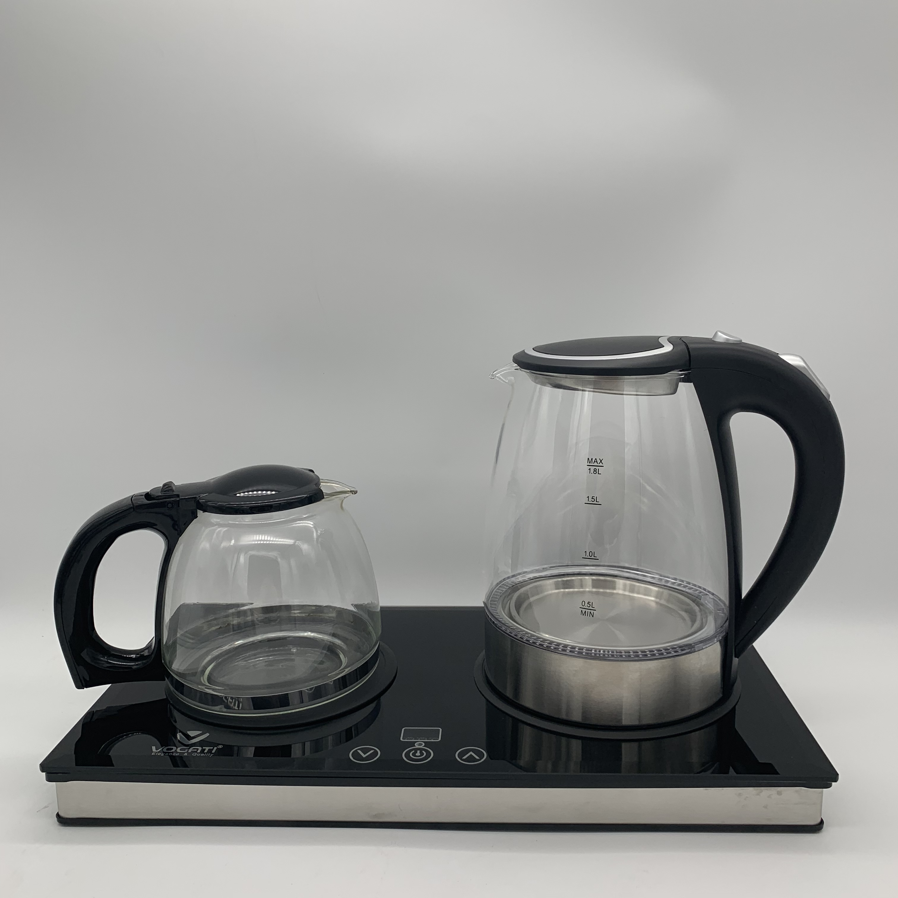 Tea pot warmer Electric kettle and teapot and Glass tray base with digital set  turkish tea pot kettle set