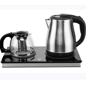 Home Appliances 1.8 L Stainless Steel  Water Kettle Electric With Cordless 0.8 L Glass Teapot Best Electric Kettle Tray Set