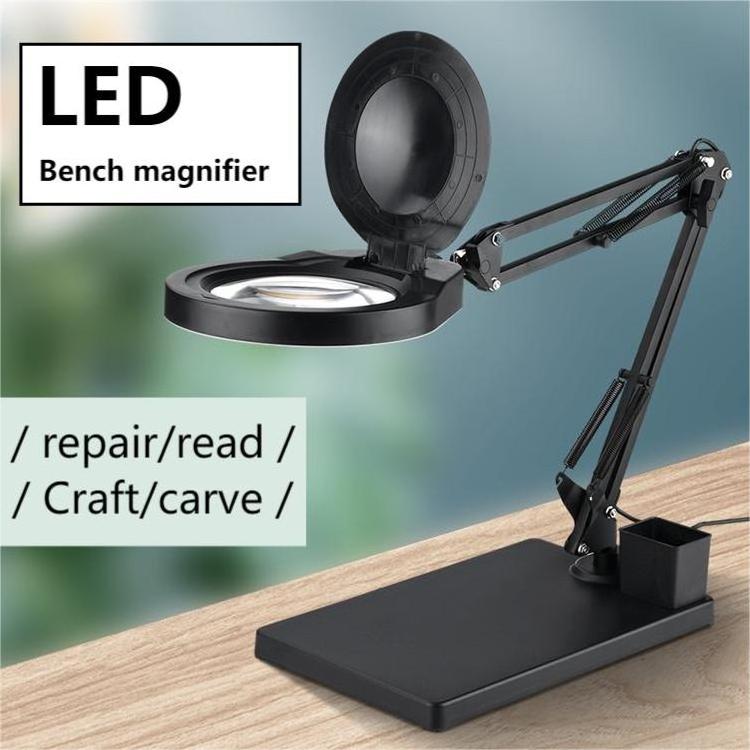 OEM USB Power Magnifying Glass LED Desktop Magnifying Glass Black Magnifying Glass with Light Credit Card Size