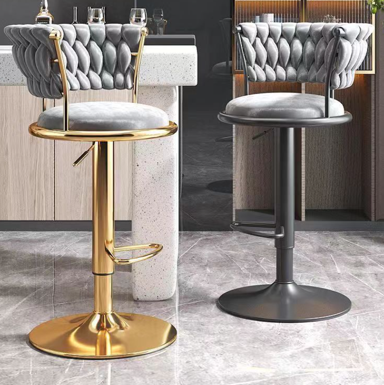 home bar chair velvet bar stools set of 4 counter chairs 360 degrees rotating chair for restaurant