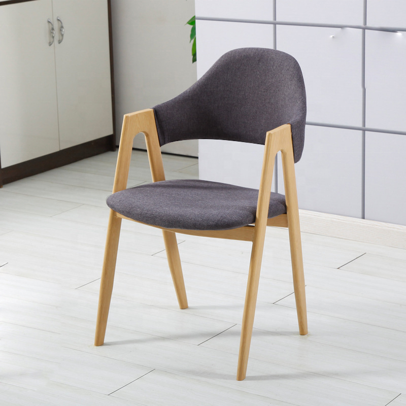 modern minimalist restaurant coffee shop fabric seat wooden chair dinning Nordic coffee lounge chair fabric wooden dinning chair