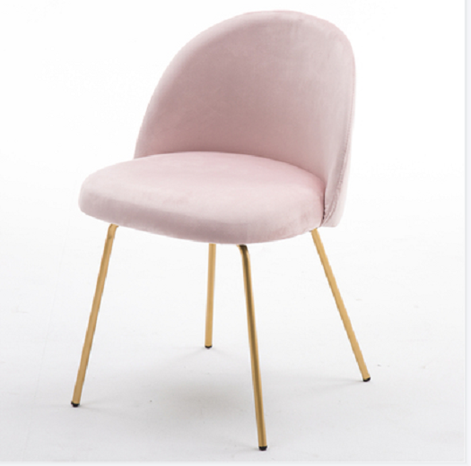 Modern Comfy Pink Cozy Contemporary Blend Upholstered Velvet Seat Dining Side Chair With Metal Frame Golden Legs