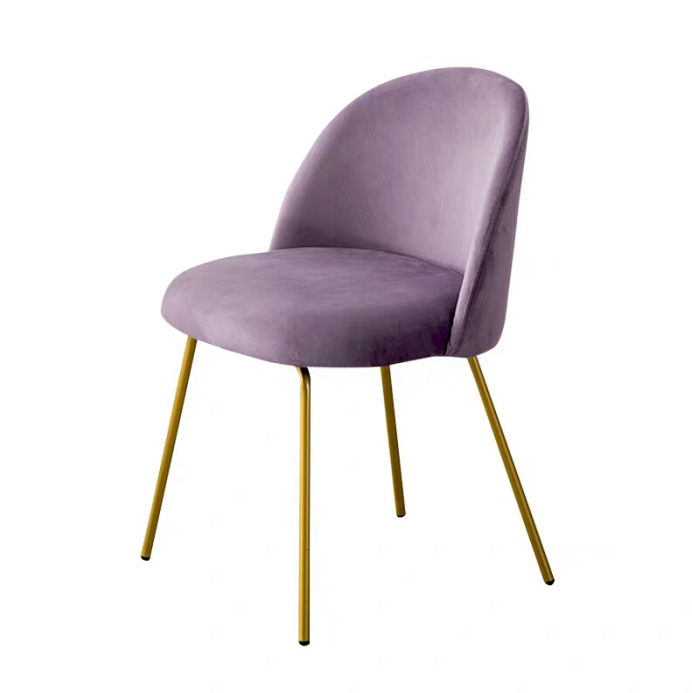 Modern Comfy Pink Cozy Contemporary Blend Upholstered Velvet Seat Dining Side Chair With Metal Frame Golden Legs