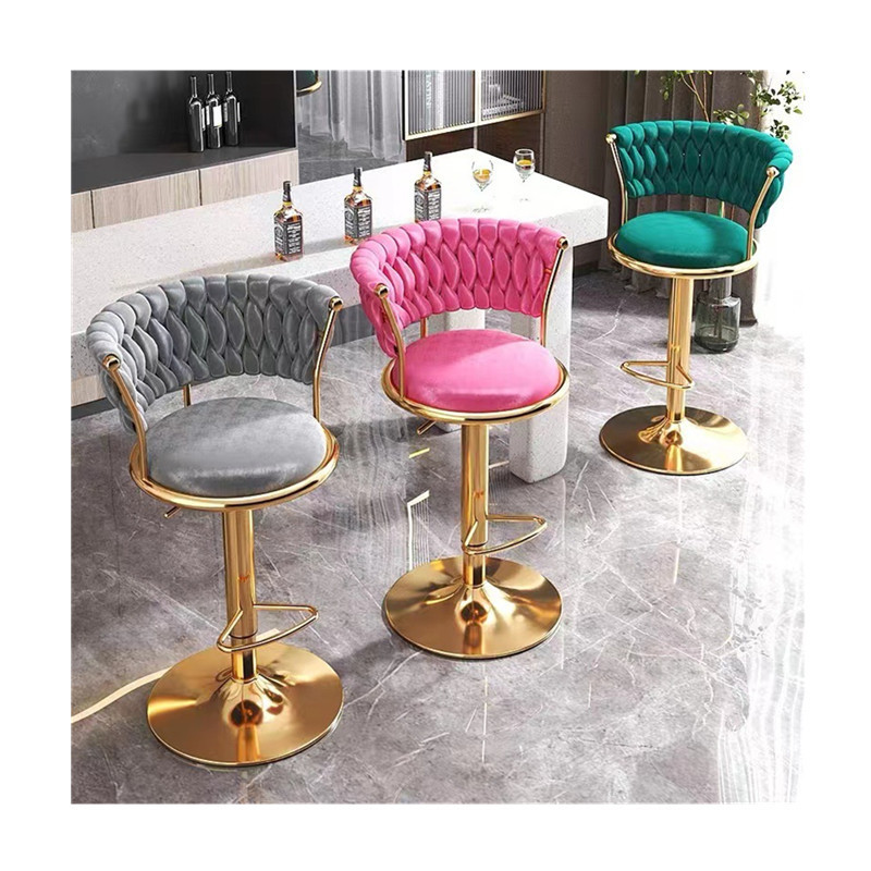 home bar chair velvet bar stools set of 4 counter chairs 360 degrees rotating chair for restaurant