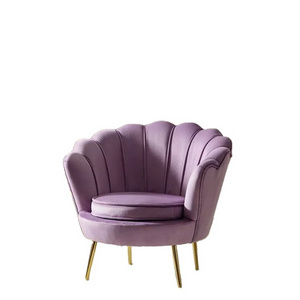 Hot Sale Upholstered Modern Nordic Fabric Velvet Chair Pink ArmChair Golden Metal Legs Single Sofa Accent Chair For Living room