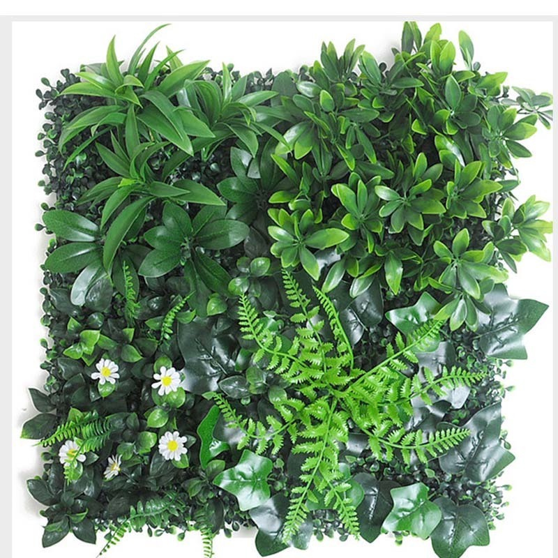 SN-9033 Indoor outdoor Decor plastic backdrop panel hanging faux artificial green plant leaves grass wall