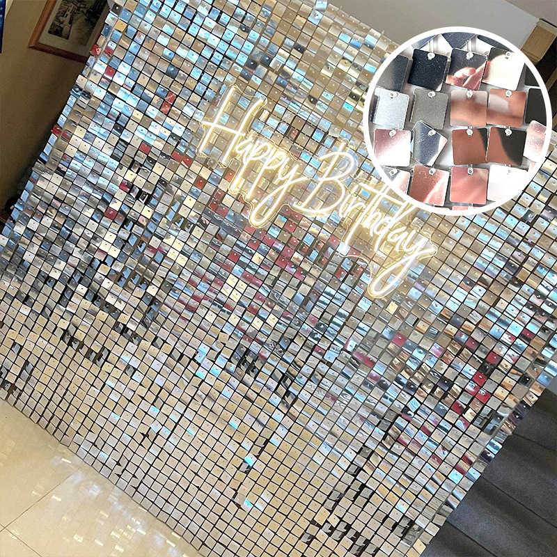 SN-L1010 High quality Wedding Party Events Stage Backdrop Stunning Sparking  Mirror Gold Sequin Shimmer Wall Panels