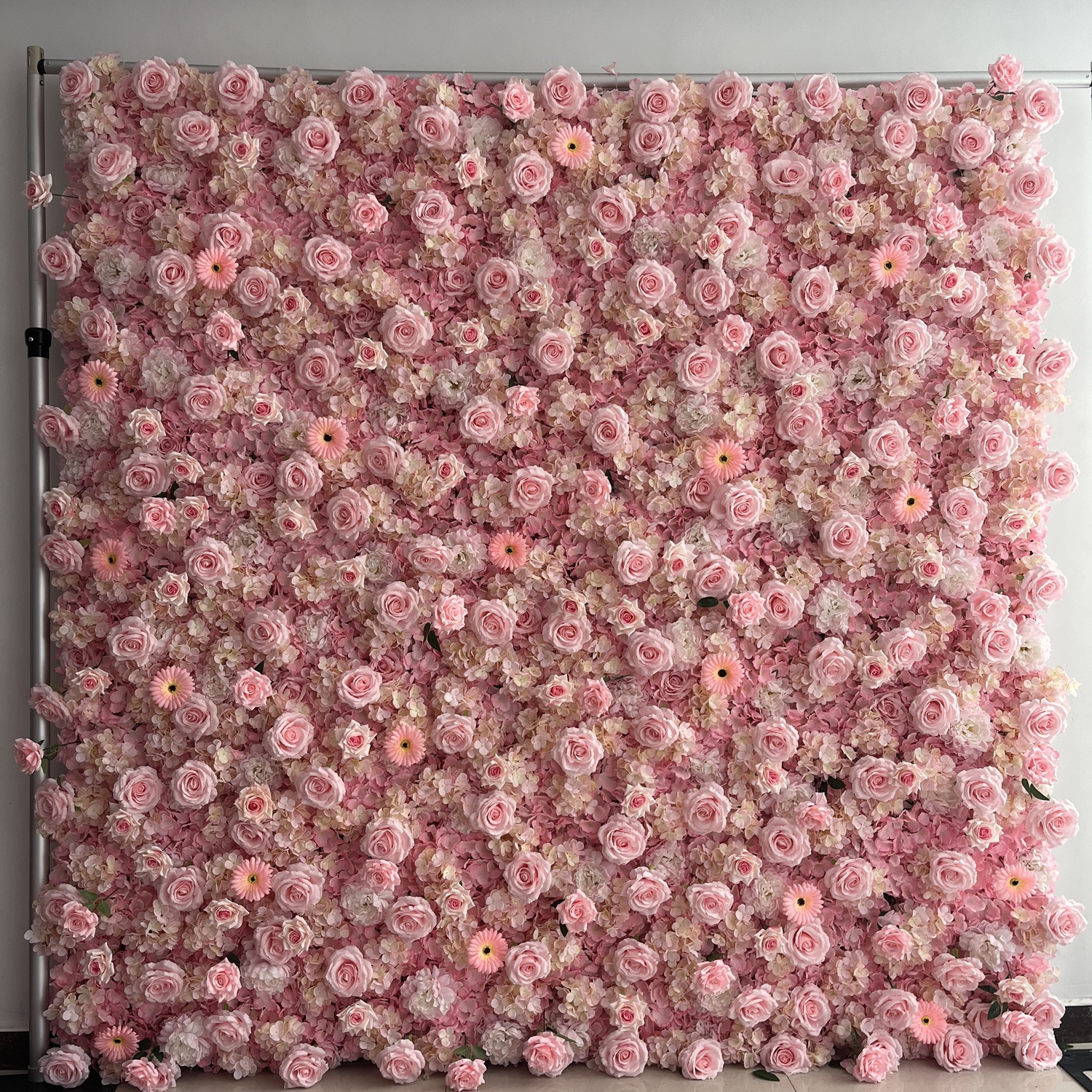 SN-Z001 Rose Blue Purple Green Red Pink White  Wedding Party Event Decor Roll Up Artificial Flower Wall Backdrop 8ft x 8ft