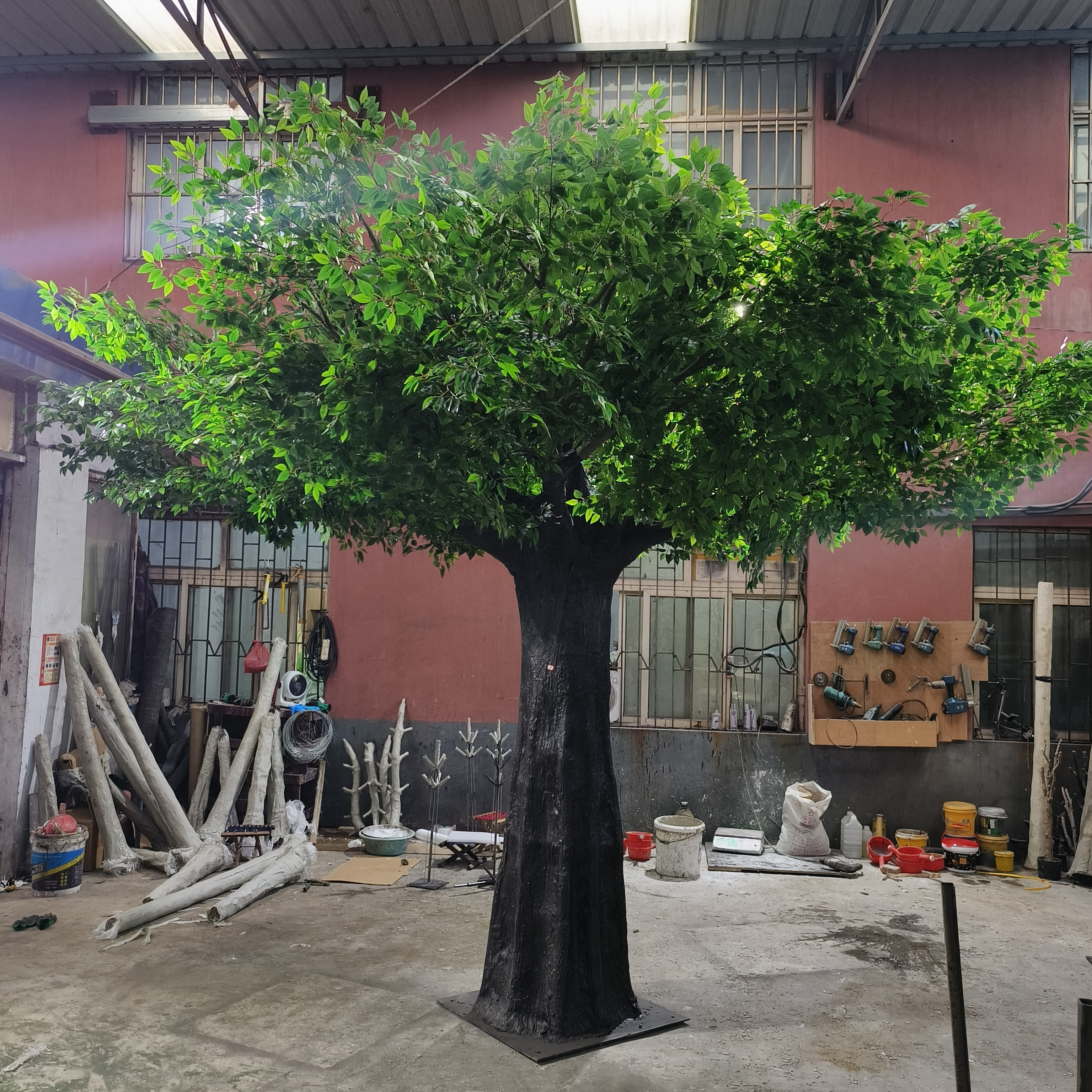 SN-L062 Outdoor Indoor Ficus Green Plant Tree Fiberglass Landscape Large Tall Banyan Artificial Trees