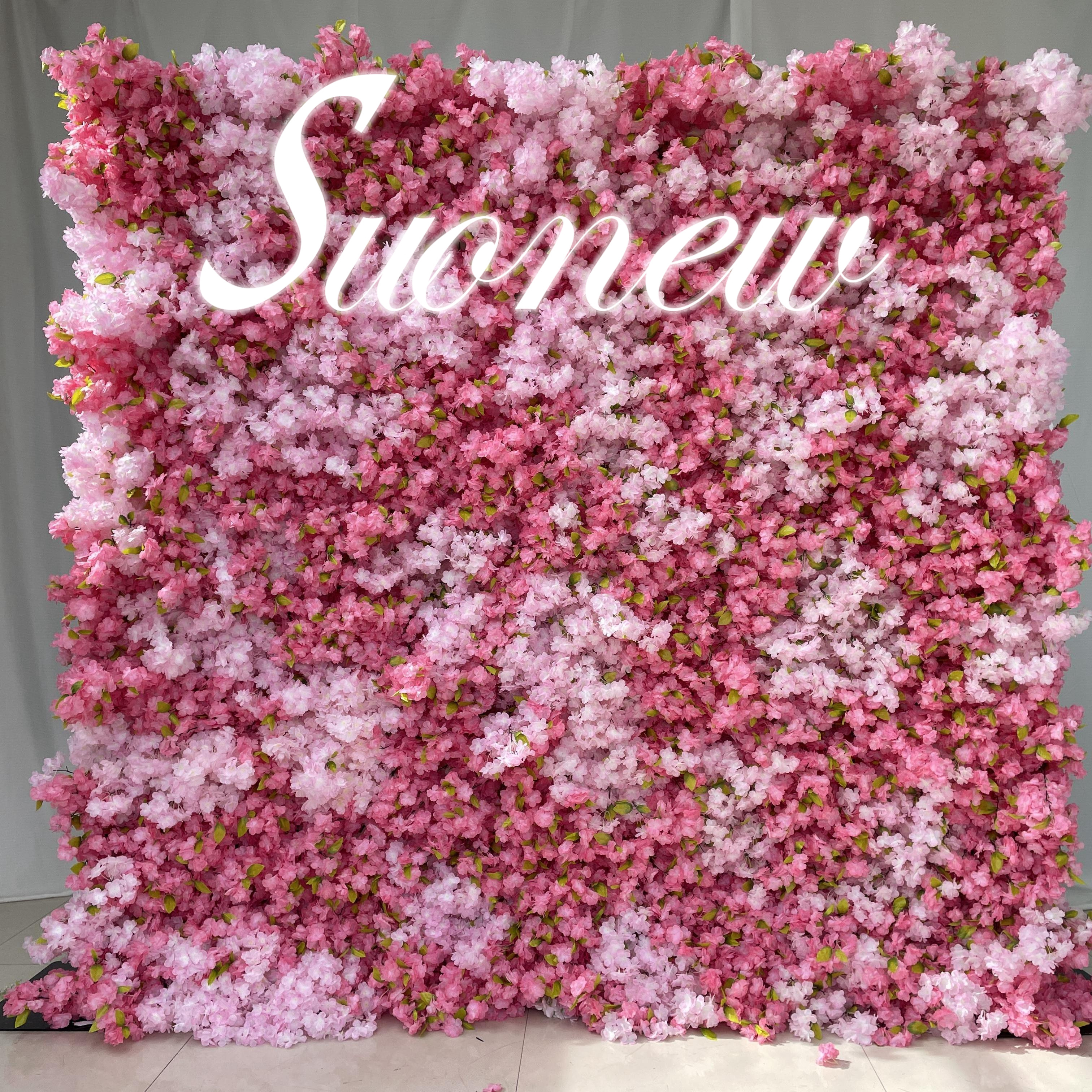 SN-Z001 Rose Blue Purple Green Red Pink White  Wedding Party Event Decor Roll Up Artificial Flower Wall Backdrop 8ft x 8ft