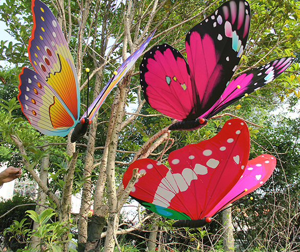 SN-VL001 3d butterfly wall decoration ceiling hanging artificial giant large PVC garden butterfly wedding party decorations