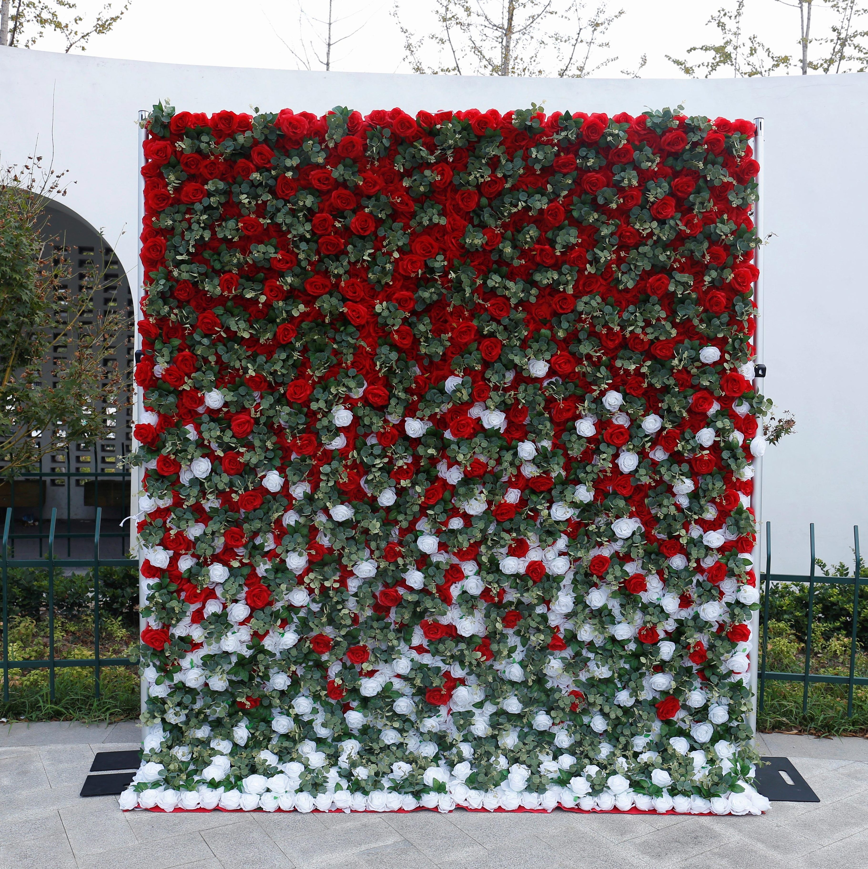 SN-D009 Customized Roll Up Gradient Artificial Flower Wall Backdrop Artificial Flowers For Wall Decoration