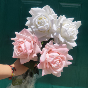 SN-RS00 Hot Selling Wedding Decoration Big Red White Bulk Latex Real Touch Rose Artificial Flowers