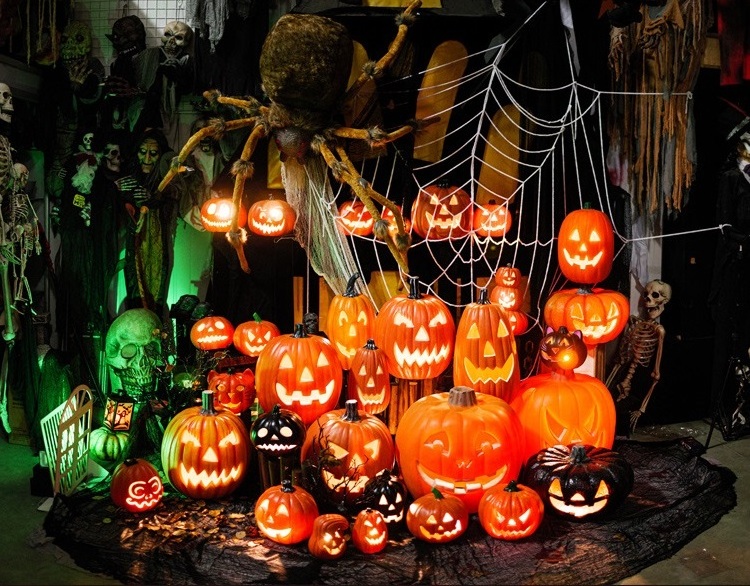 SN-S1001 Funny Shopping Mall Outdoor Decoration Props Ornaments Led Halloween Pumpkin Lights